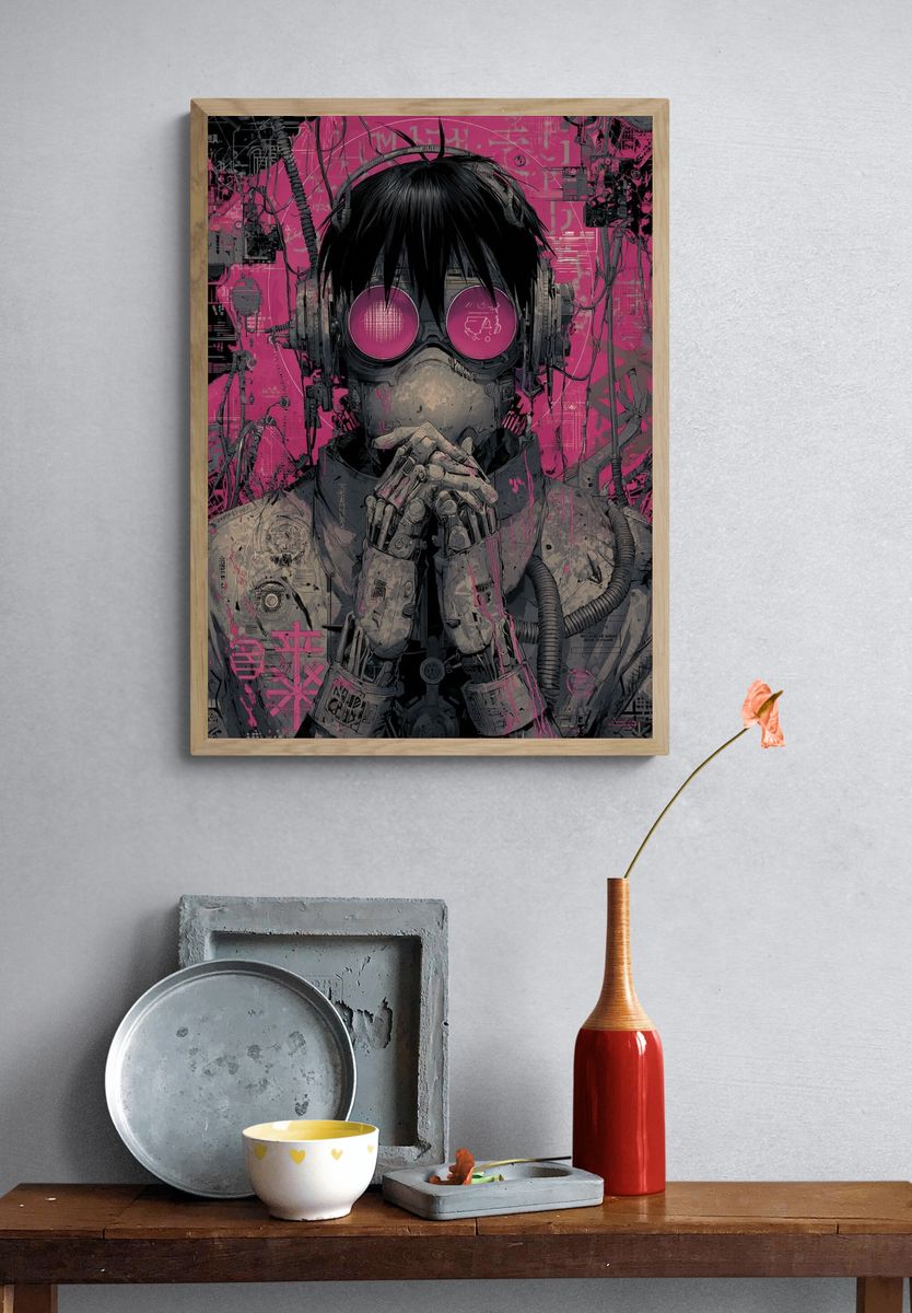 Cyberpunk Character — Digital Art Print. — room view 3