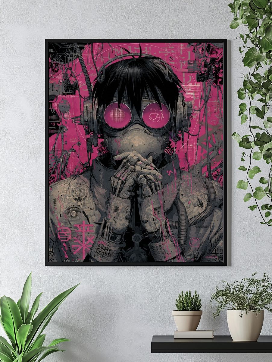 Cyberpunk Character — Digital Art Print. — room view 4
