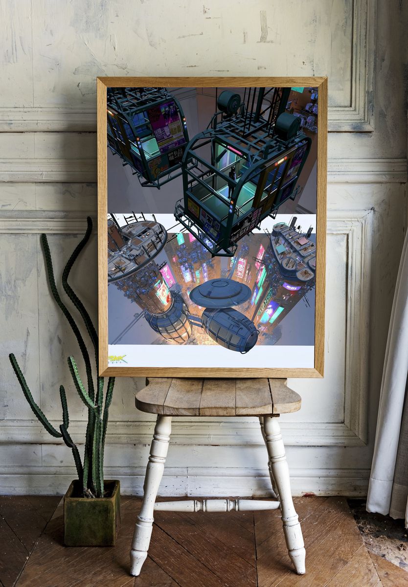 Cyberpunk 2077 Cityscape Print. room preview