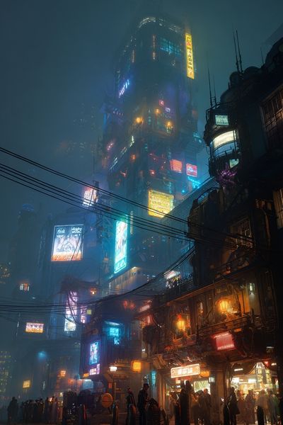 Futuristic Cityscape — Cyberpunk Print. poster print