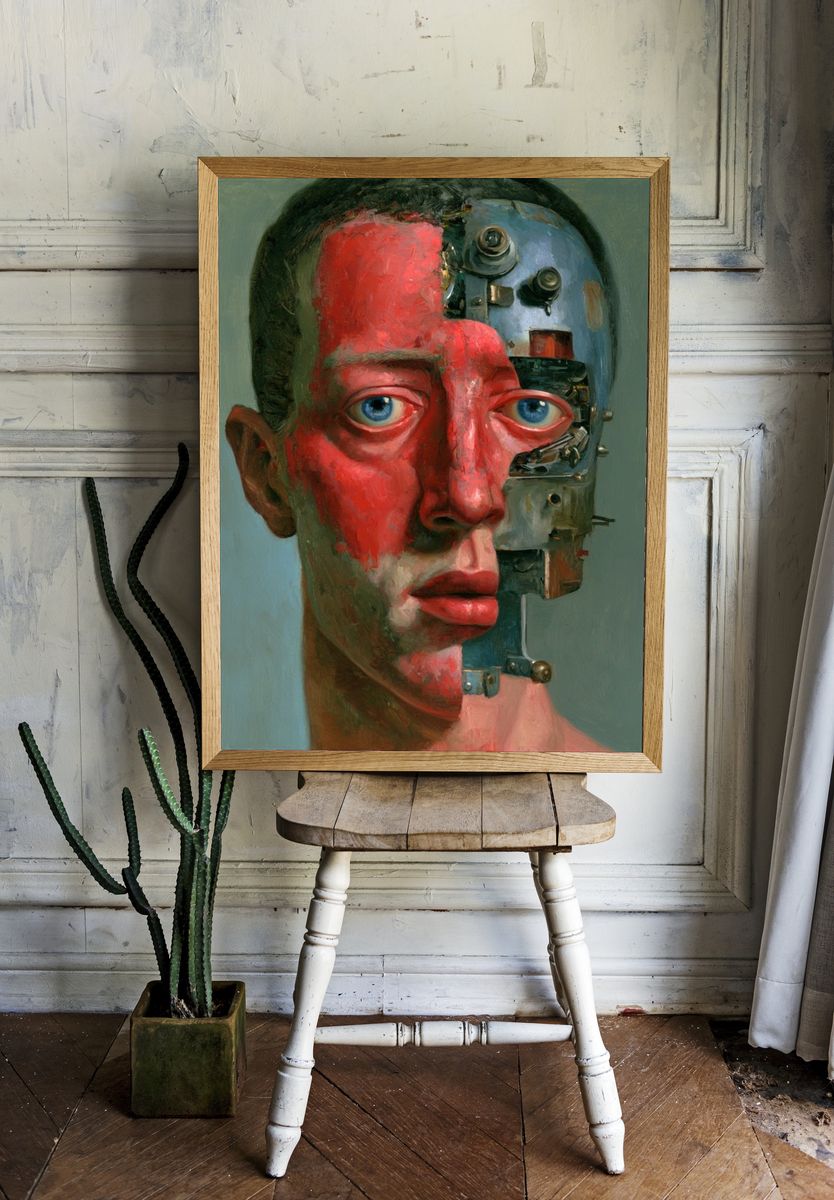 Cyborg Portrait — Surrealism Print. room preview