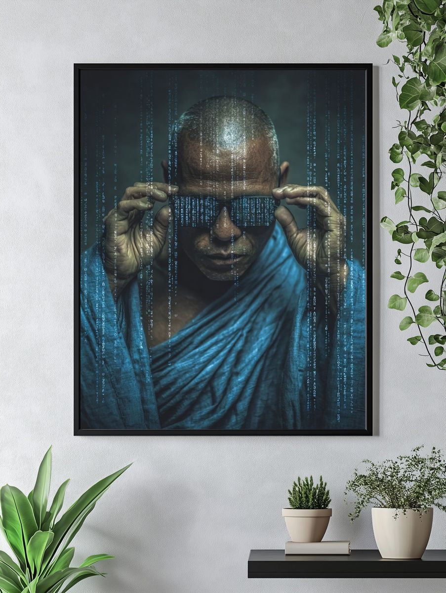 Cyber Monk — Digital Art Print. — room view 4