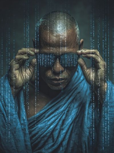 Cyber Monk — Digital Art Print. poster