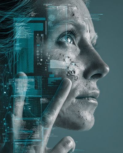 Cybernetic Face Profile Digital Art Poster. poster