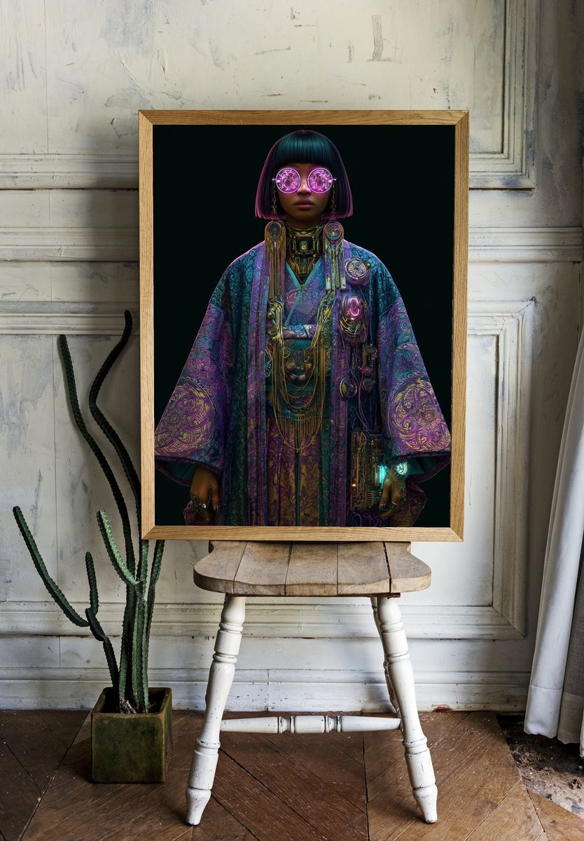 Cyberpunk Portrait Illustration Poster. room preview