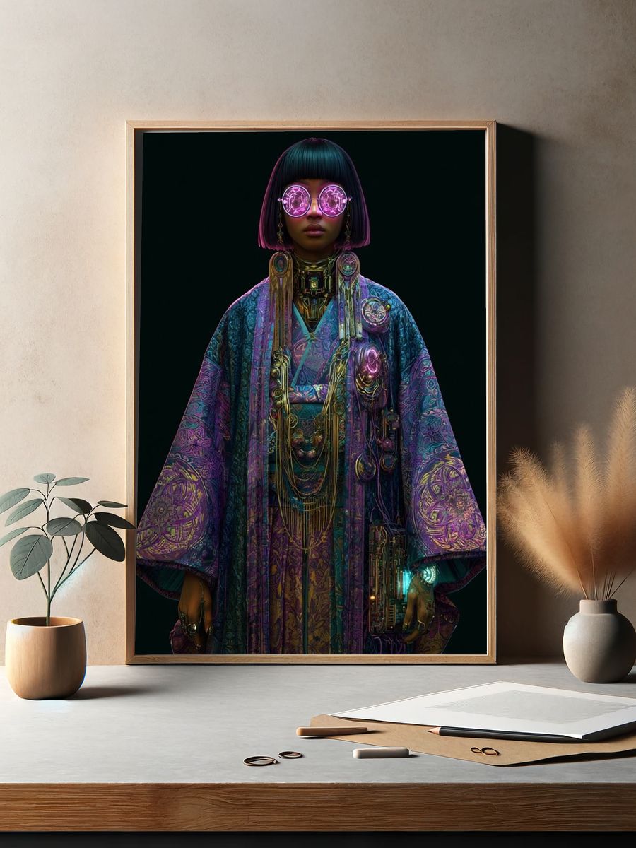 Cyberpunk Portrait Illustration Poster. — room view 2
