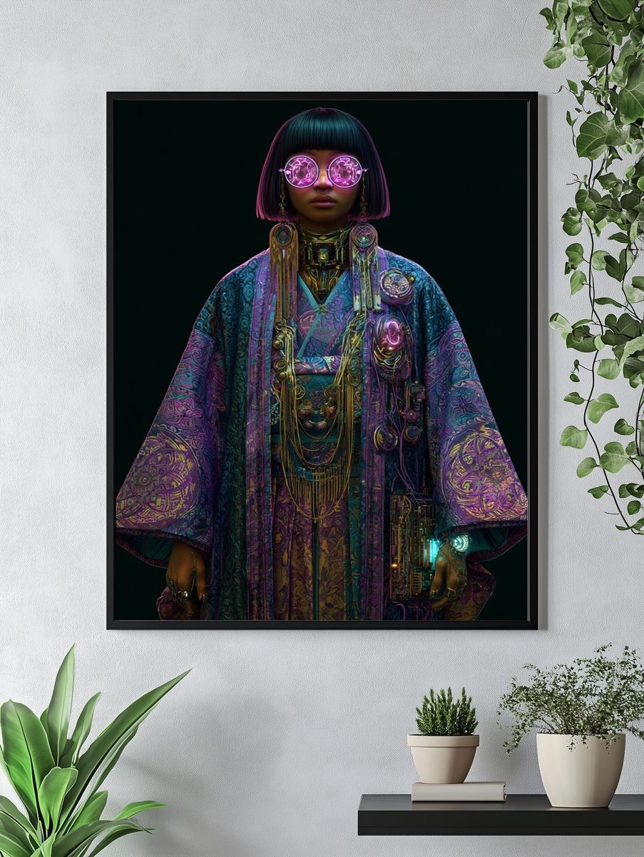 Cyberpunk Portrait Illustration Poster. — room view 4