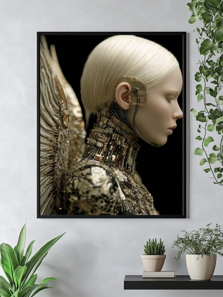 Cybernetic Angel Portrait Print. — room view 4