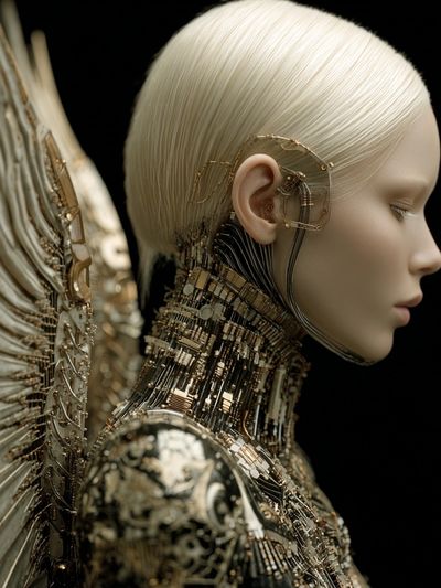 Cybernetic Angel Portrait Print. poster print