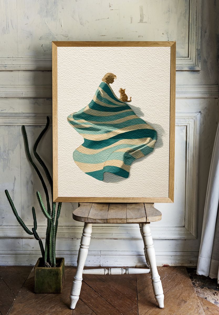 Cozy Moments — Watercolor Print. — room view 1