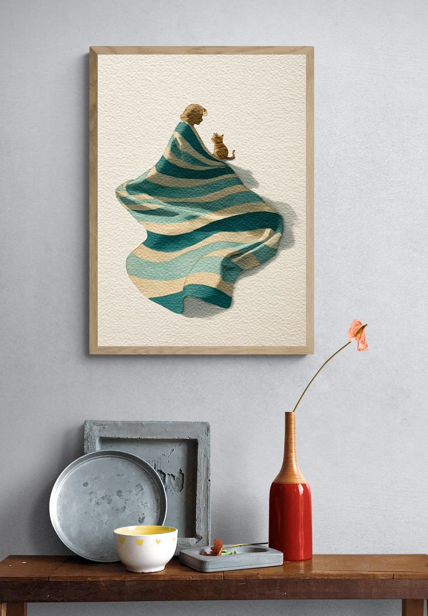 Cozy Moments — Watercolor Print. — room view 3