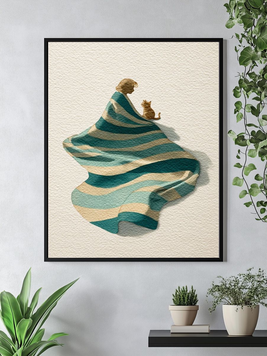 Cozy Moments — Watercolor Print. — room view 4