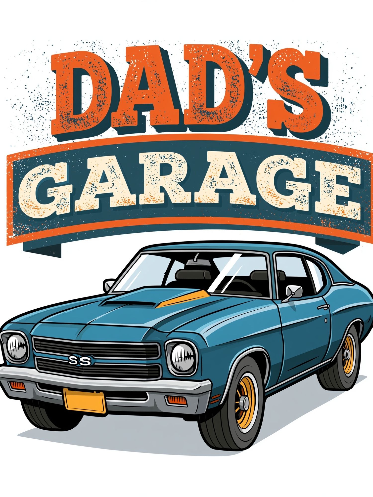 Dad's Garage Classic Car Poster. poster — illustration art