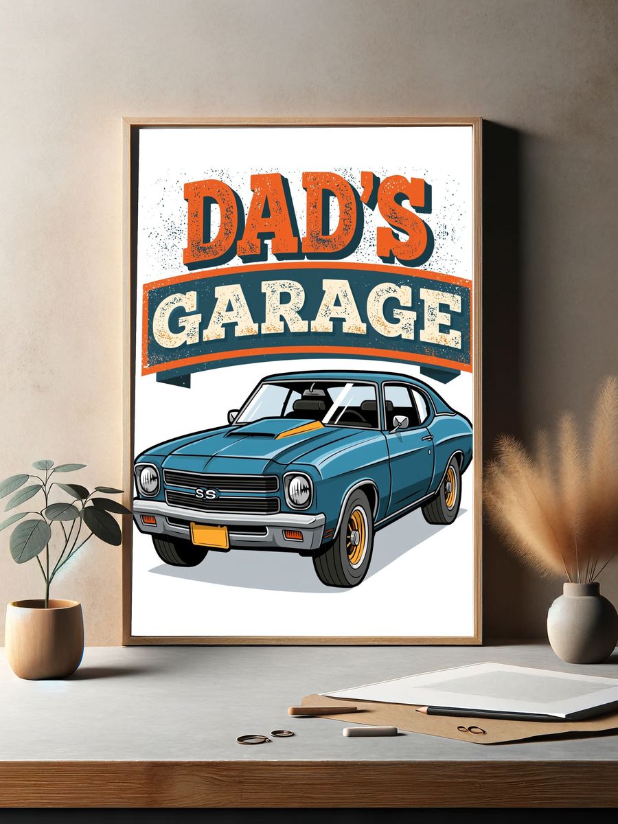 Dad's Garage Classic Car Poster. — room view 2
