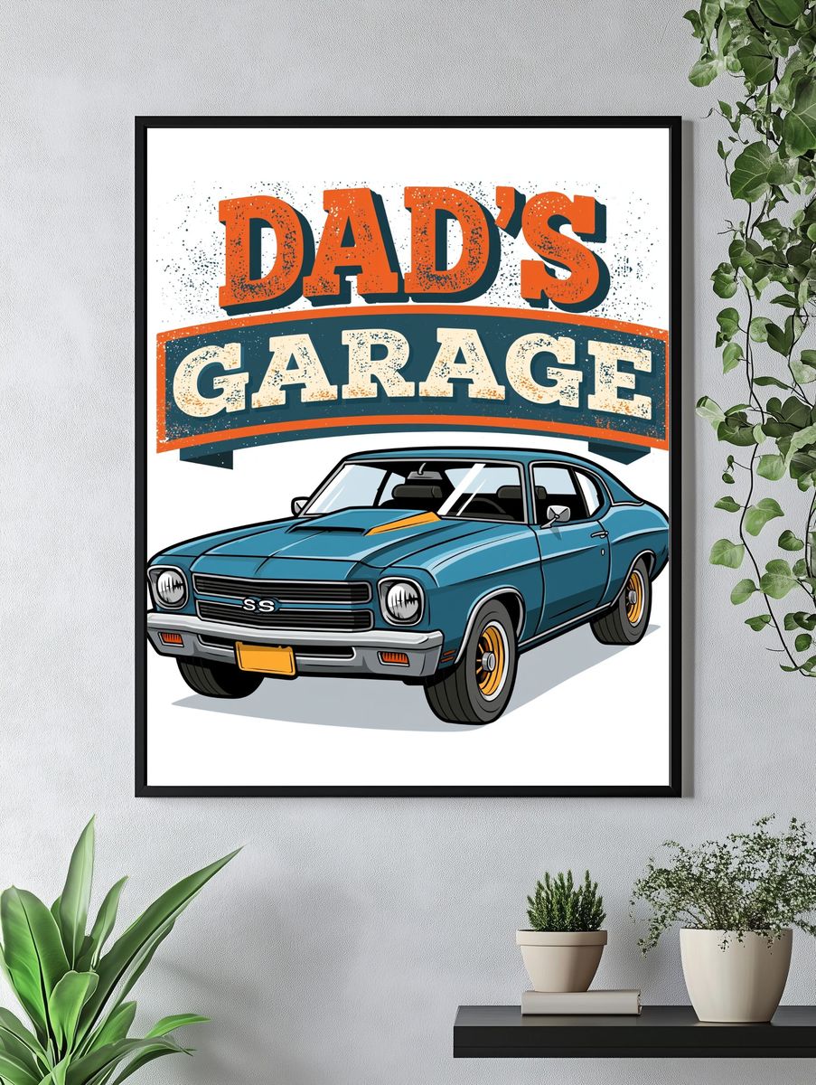 Dad's Garage Classic Car Poster. — room view 4