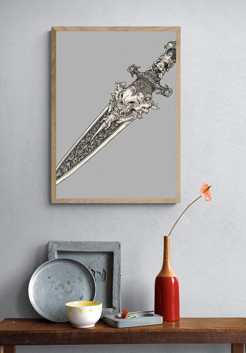 Ornate Dagger Illustration Poster. — room view 3