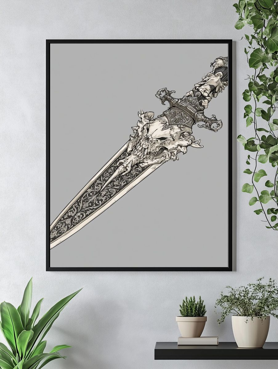Ornate Dagger Illustration Poster. — room view 4