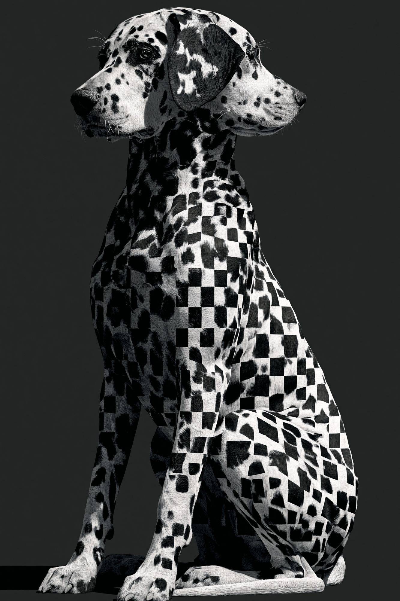 Dalmatian Checkerboard Photography Poster. poster detail