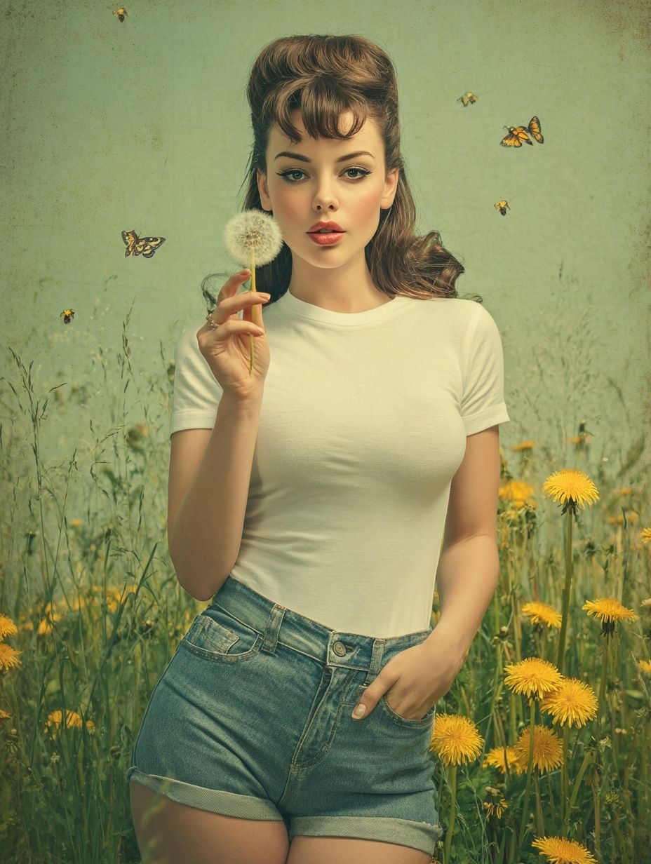 Dandelion Dream — Vintage Print. poster — fine-art art