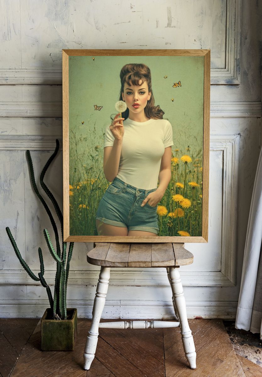 Dandelion Dream — Vintage Print. — room view 1