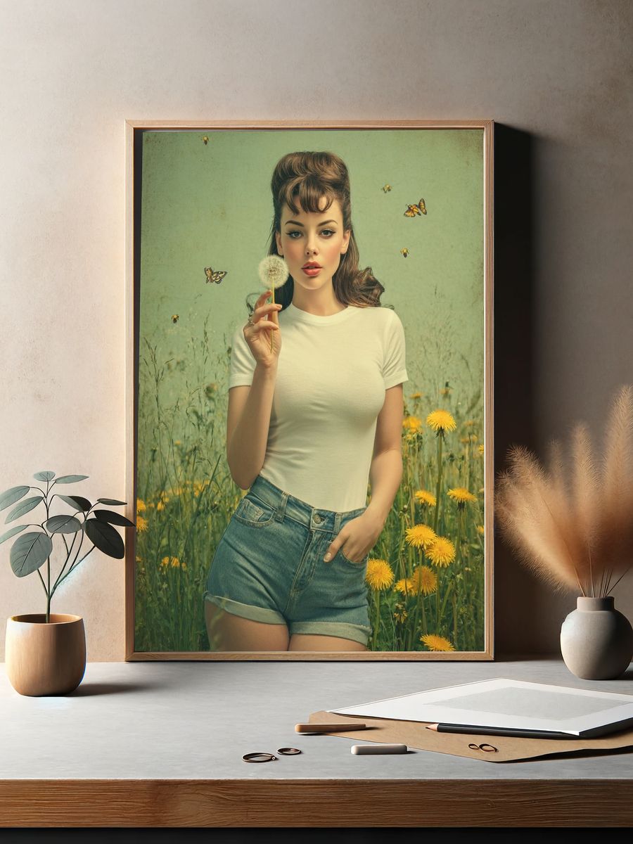 Dandelion Dream — Vintage Print. — room view 2