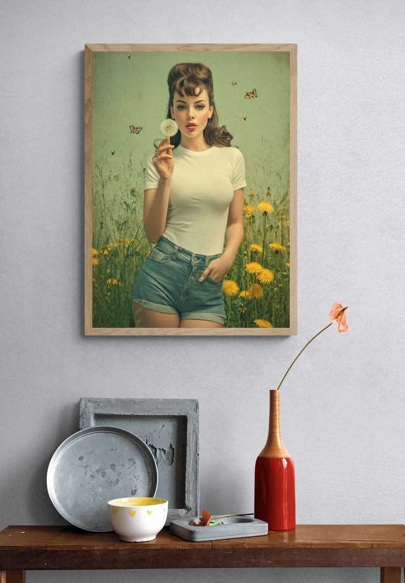 Dandelion Dream — Vintage Print. — room view 3