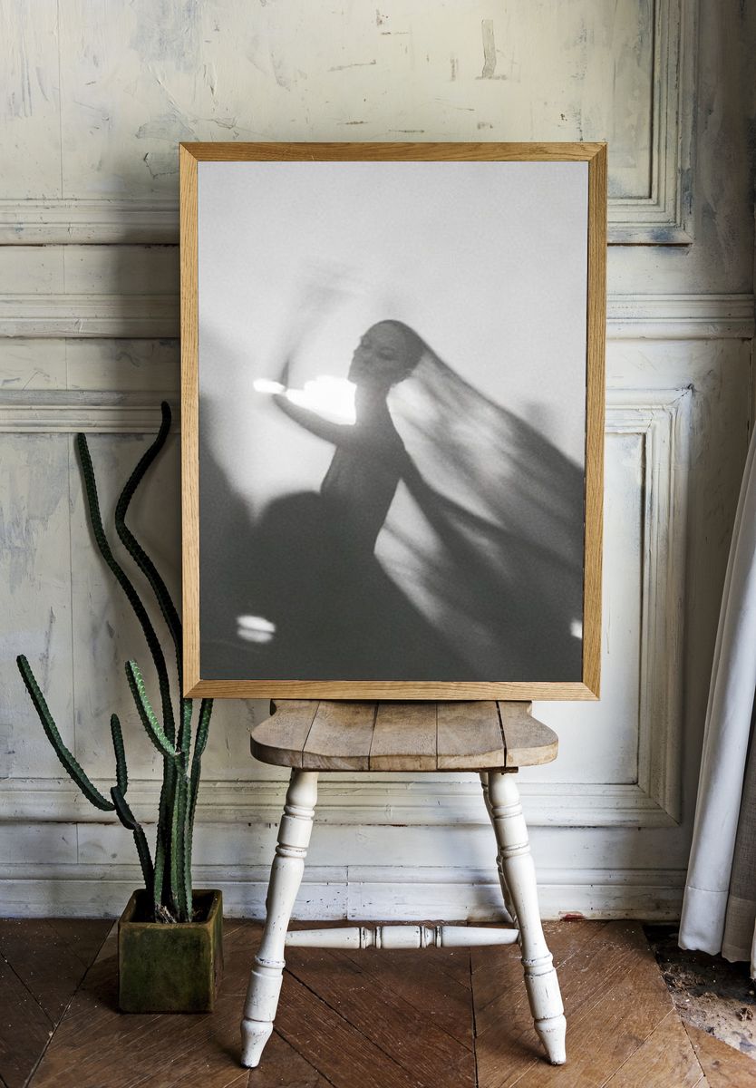 Dreamlike Dancer Black-White Poster. room preview