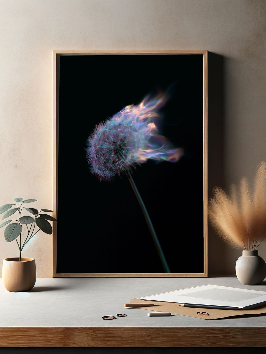 Glowing Dandelion Abstract Poster. — room view 2