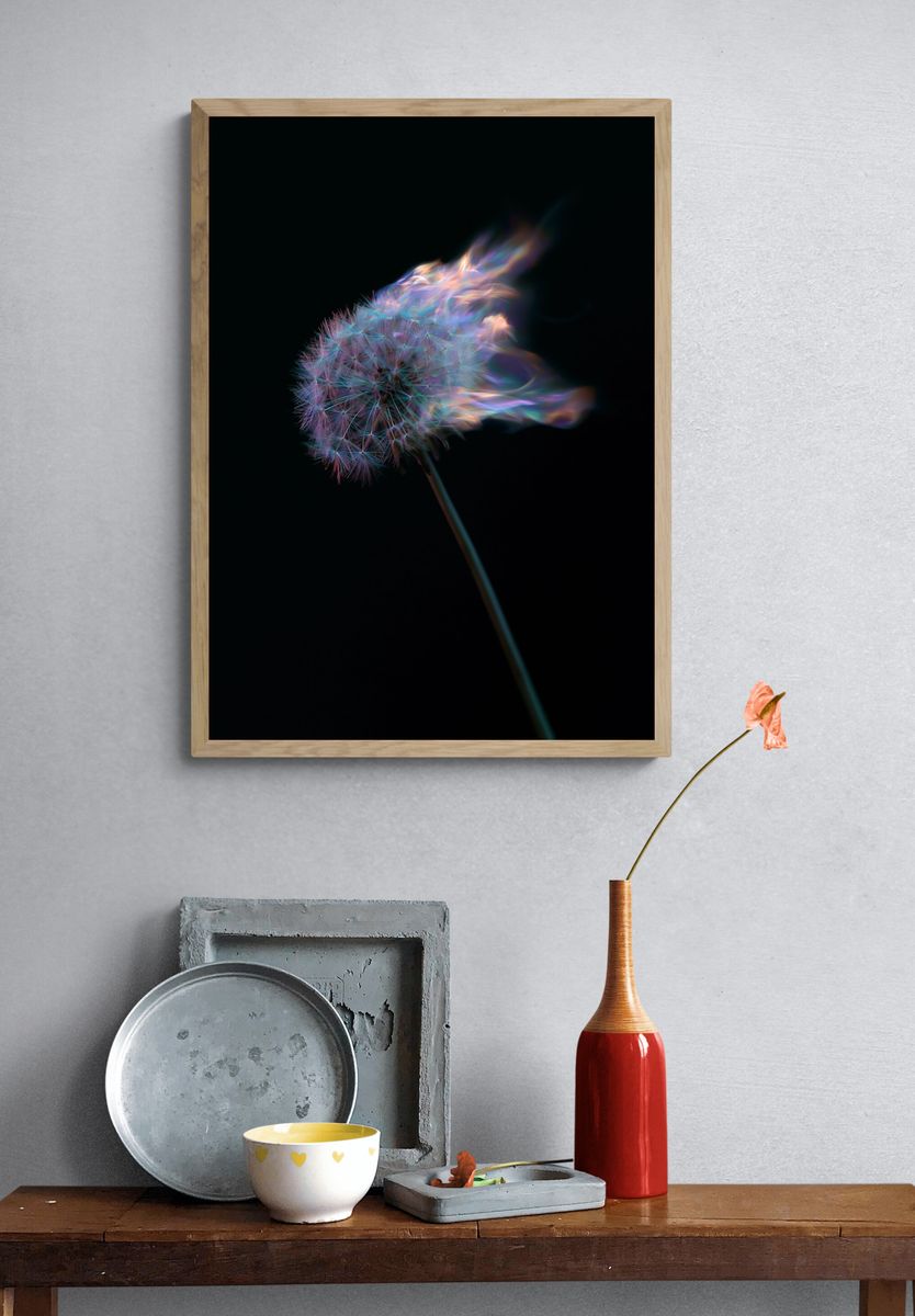 Glowing Dandelion Abstract Poster. — room view 3