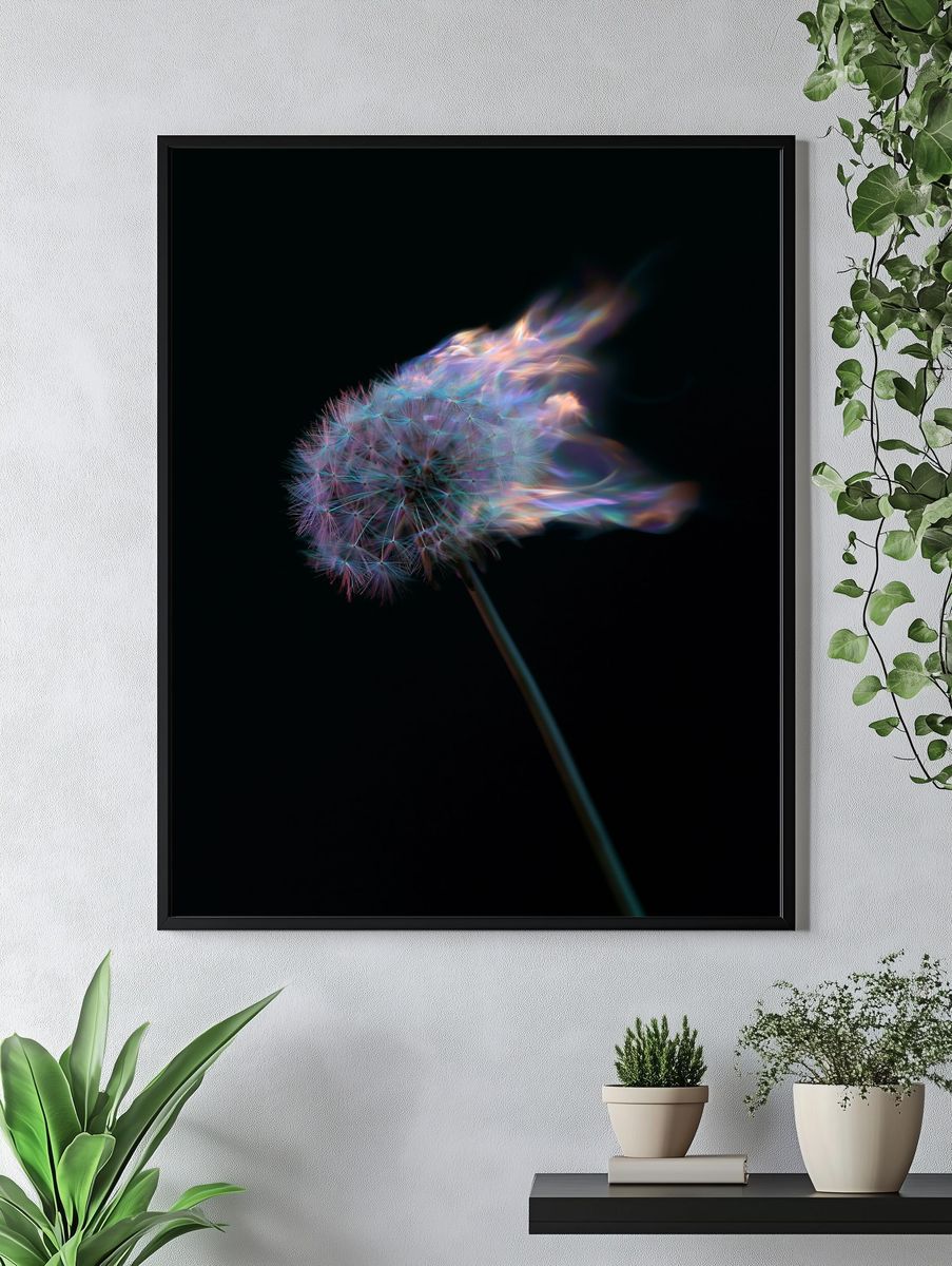 Glowing Dandelion Abstract Poster. — room view 4