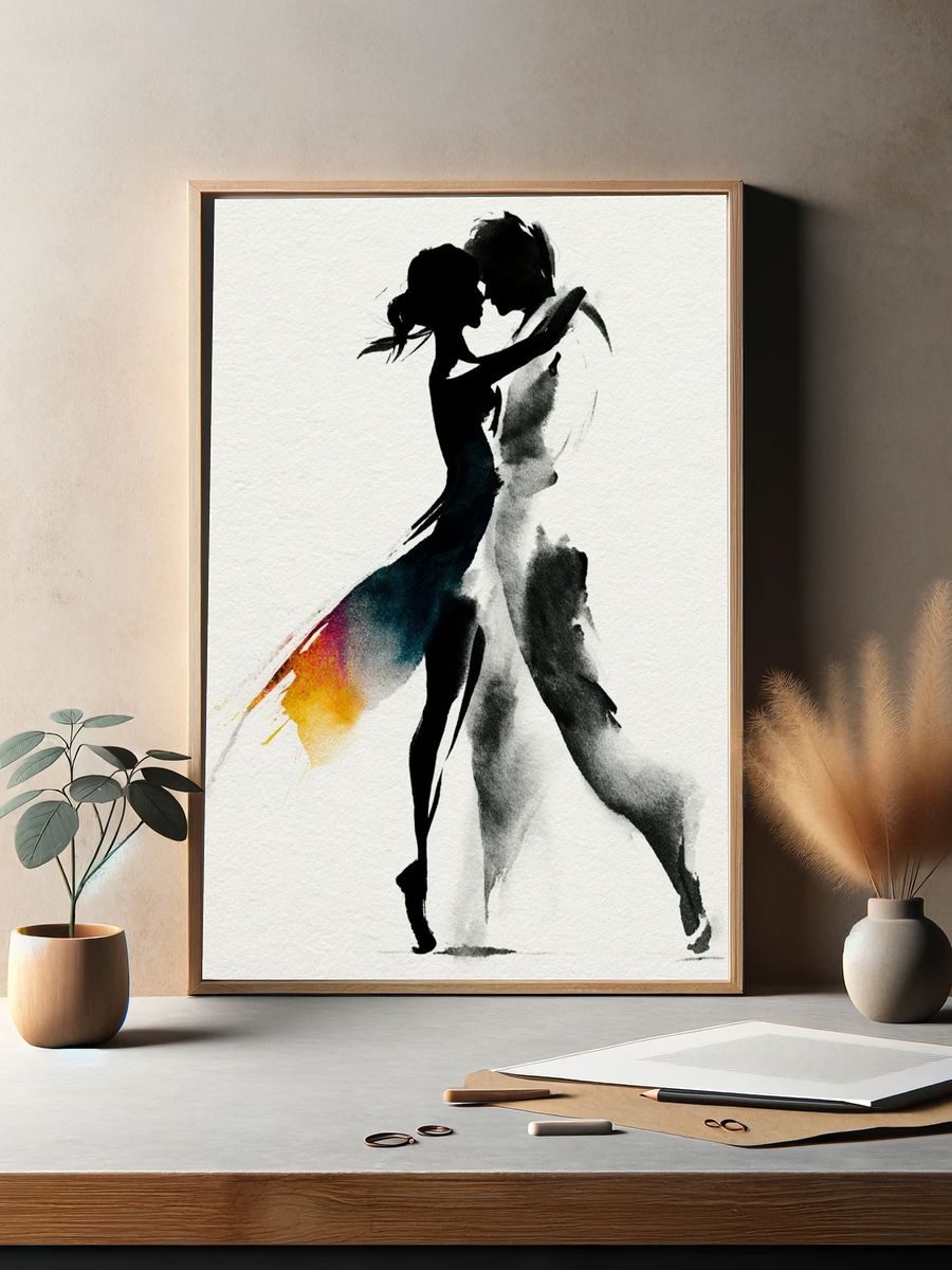 Dancing Couple Silhouette Print. — room view 2