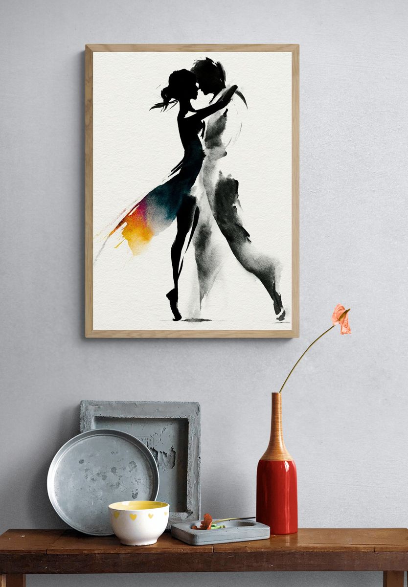 Dancing Couple Silhouette Print. — room view 3