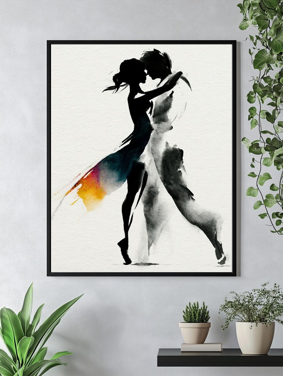 Dancing Couple Silhouette Print. — room view 4