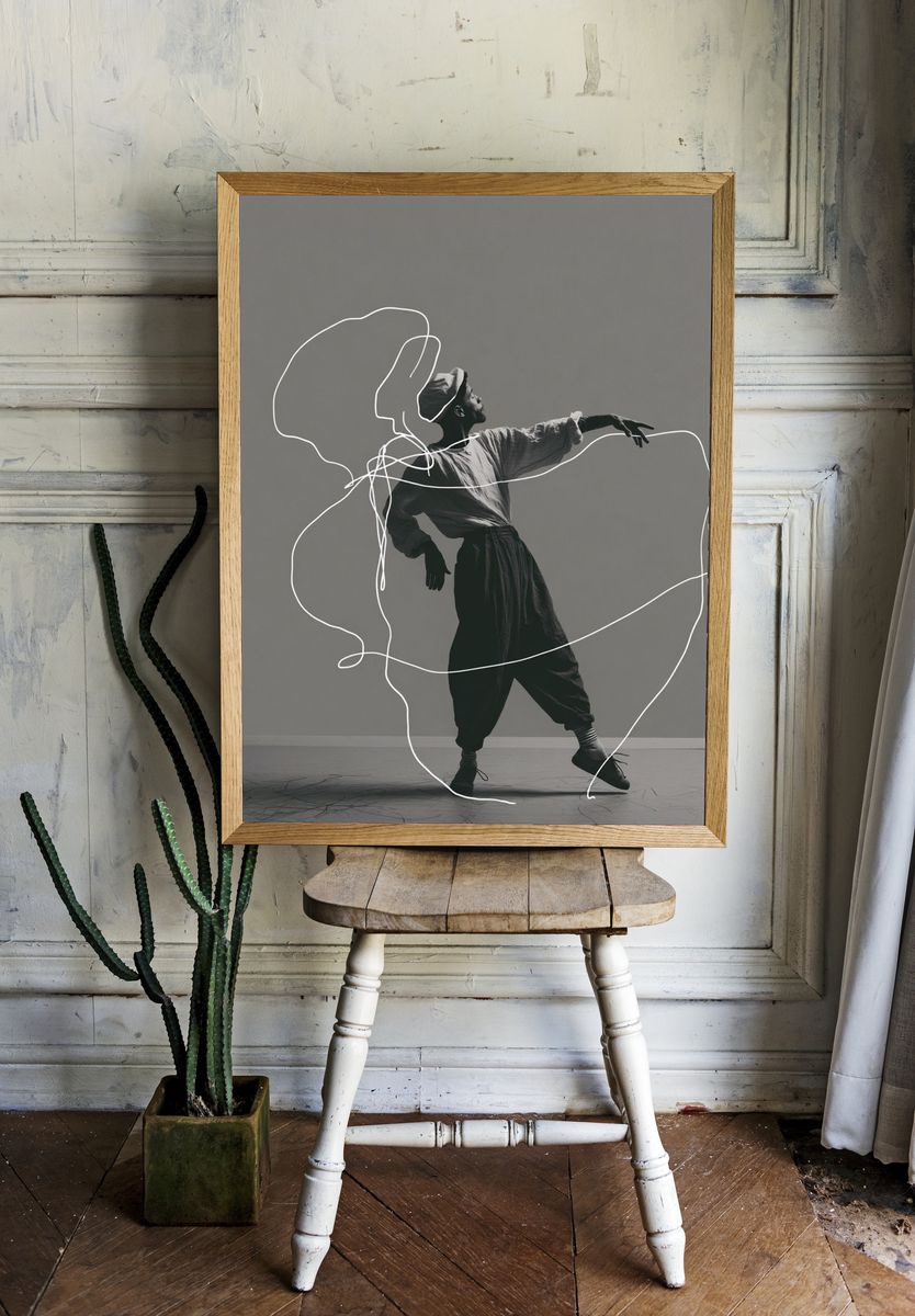 Contemporary Dancer Line Art Poster. — room view 1