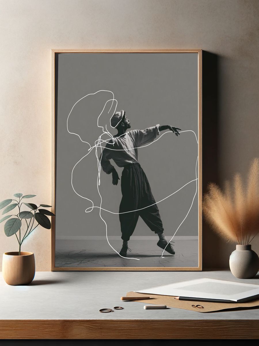 Contemporary Dancer Line Art Poster. — room view 2