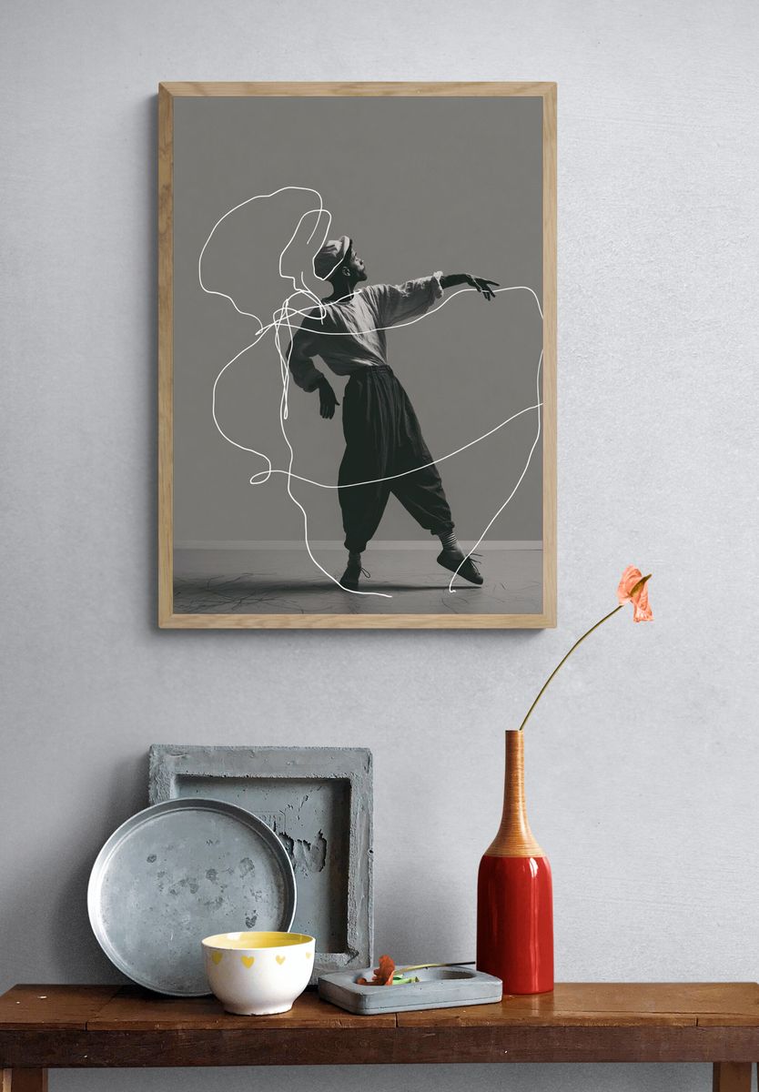 Contemporary Dancer Line Art Poster. — room view 3