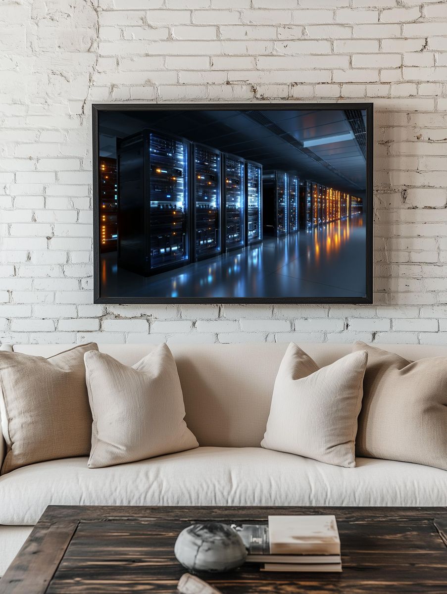 Futuristic Data Center Photography Poster. — room view 1