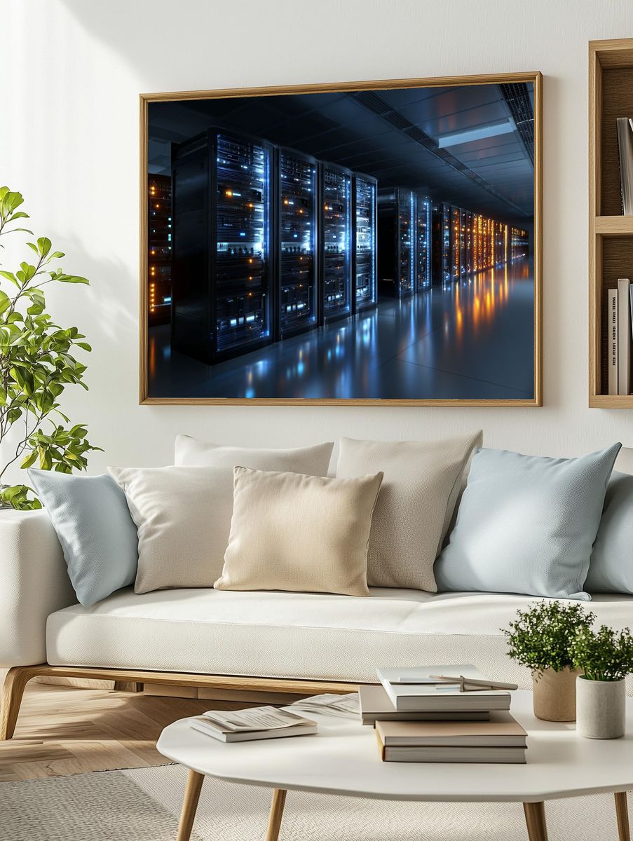 Futuristic Data Center Photography Poster. — room view 2