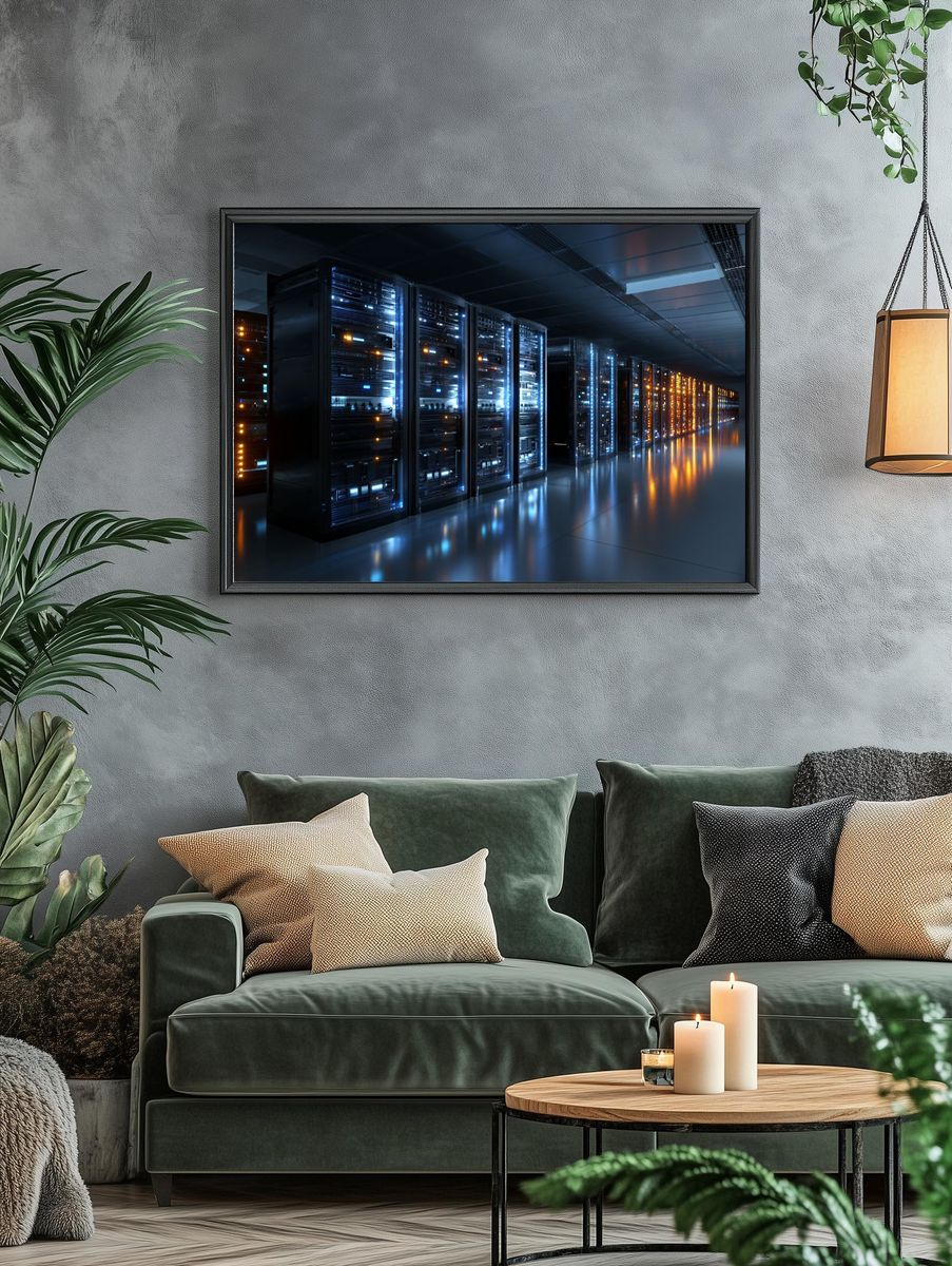 Futuristic Data Center Photography Poster. — room view 4