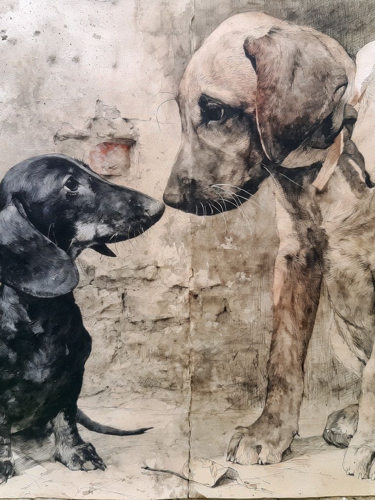 Dachshund Duo Illustration Poster. poster detail