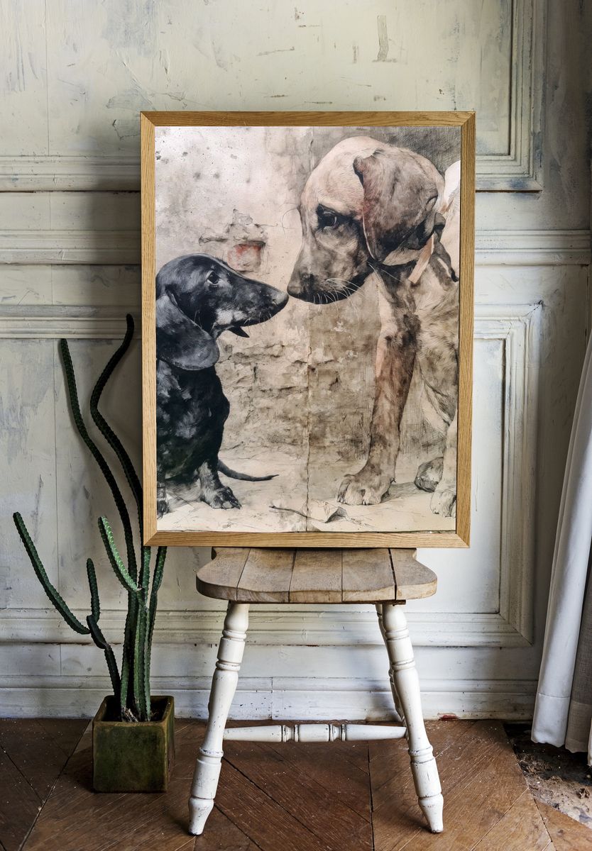 Dachshund Duo Illustration Poster. room preview