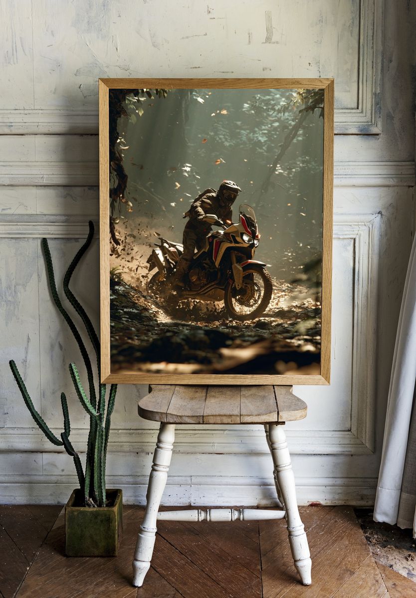 Adventure Dirt Bike Forest Poster. room preview