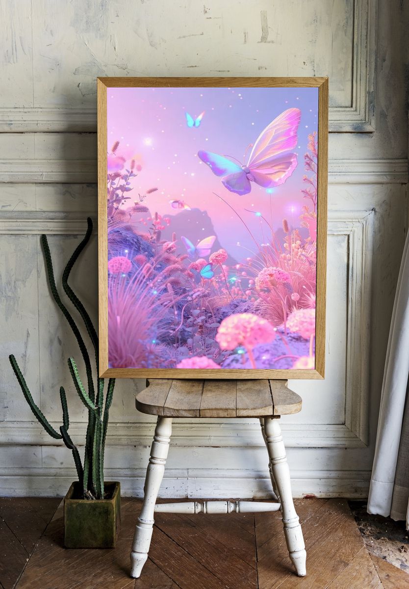 Dreamy Butterflies — Digital Art Print. — room view 1