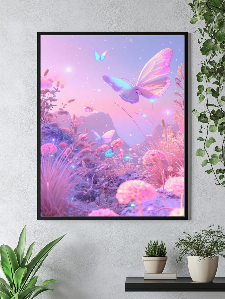 Dreamy Butterflies — Digital Art Print. — room view 4