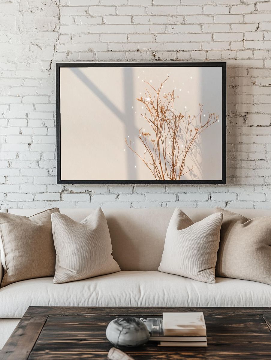 Dried Branches with Sparkles — Minimalist Print. room preview