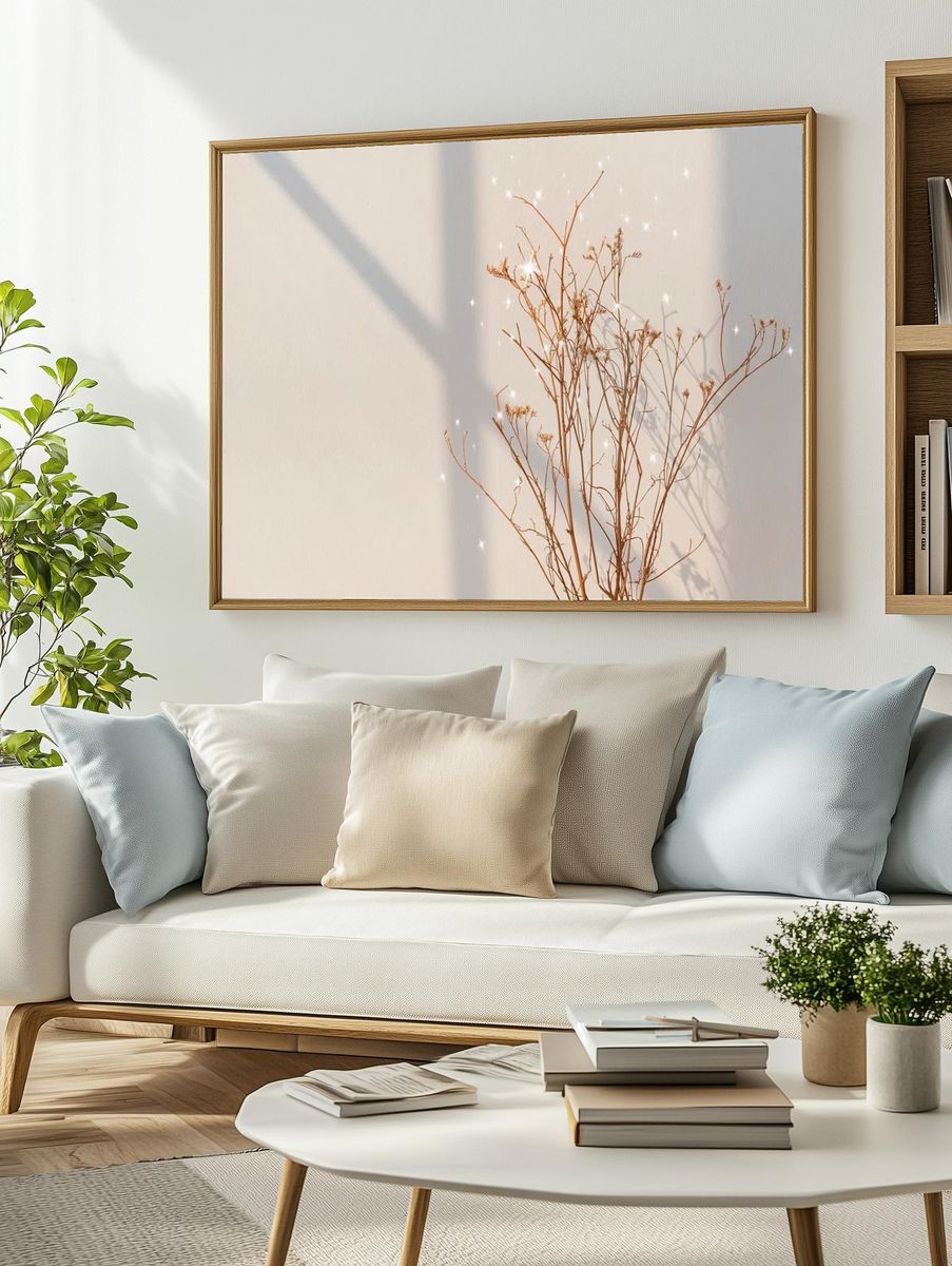Dried Branches with Sparkles — Minimalist Print. — room view 2