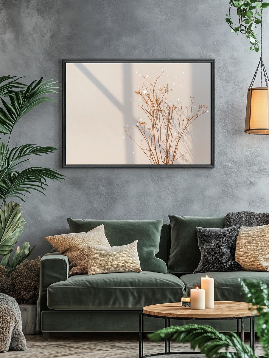 Dried Branches with Sparkles — Minimalist Print. — room view 4
