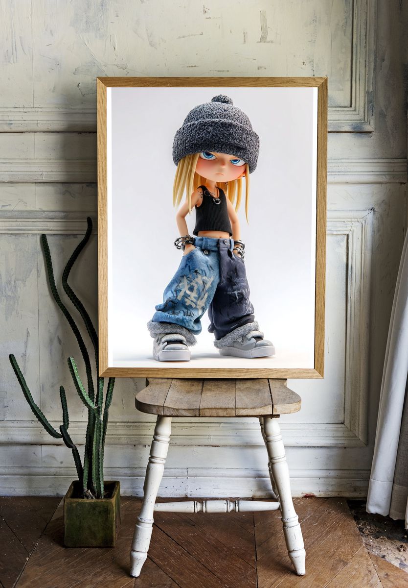 Stylish Cartoon Character — Digital Art Print. — room view 1