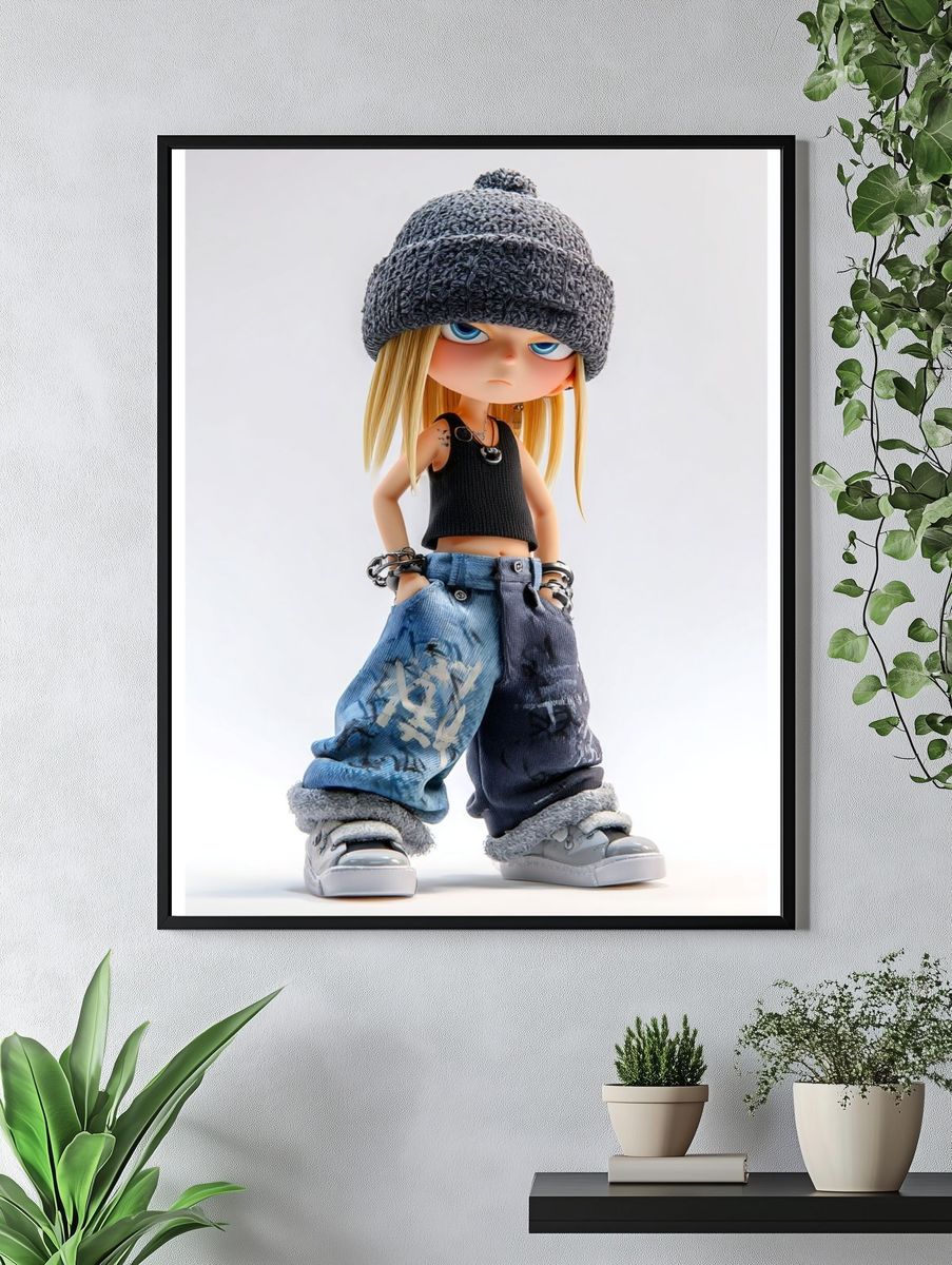 Stylish Cartoon Character — Digital Art Print. — room view 4