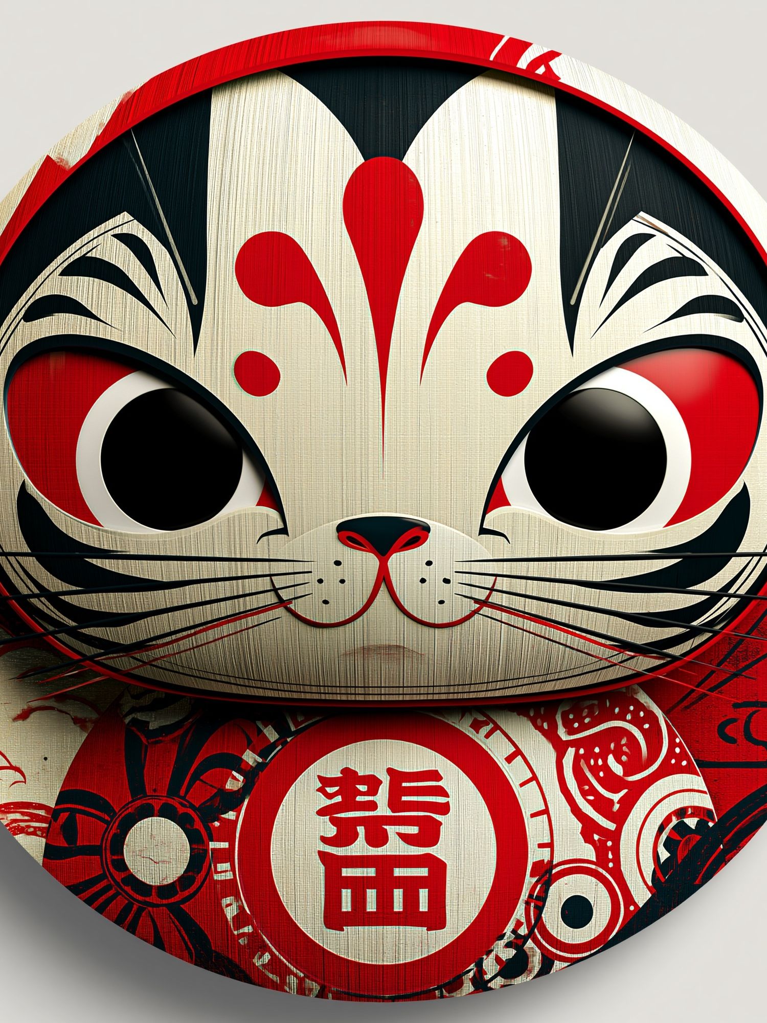 Daruma Cat Illustration Poster. poster — illustration art